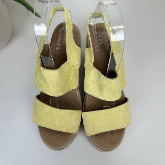 Sorel Joanie II Slingback Wedge Sandal Sunnyside Yellow Espadrille Shoe Size 7.5 - Picture 3 of 10
